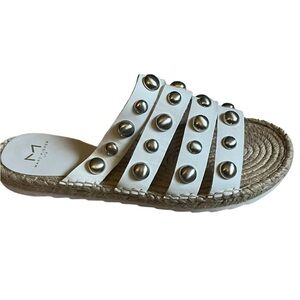 MARC‎ FISHER White Brandie Studded Slide Sandals